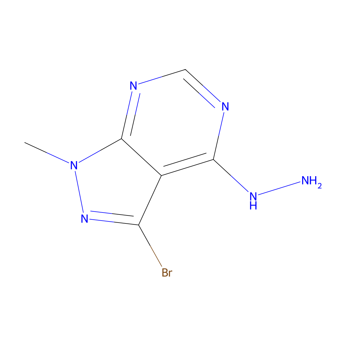 1H-Pyrazolo(3,4-d)pyrimidine, 3-bromo-4-hydrazinyl-1-methyl- molecular structure, CAS 1251925-46-8