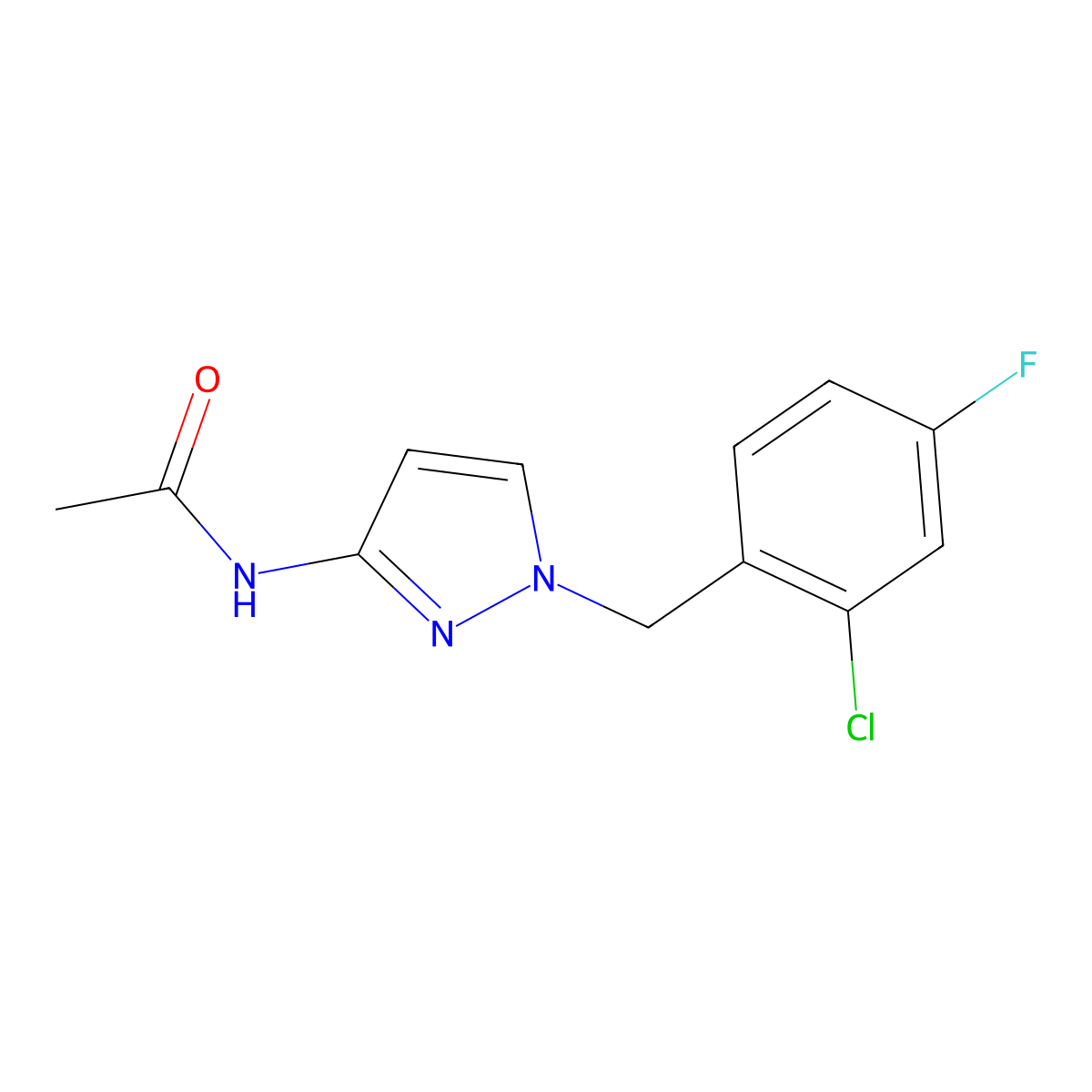 N-[1-[(2-Chloro-4-fluorophenyl)methyl]-1H-pyrazol-3-yl]acetamide molecular structure, CAS 1251929-58-4