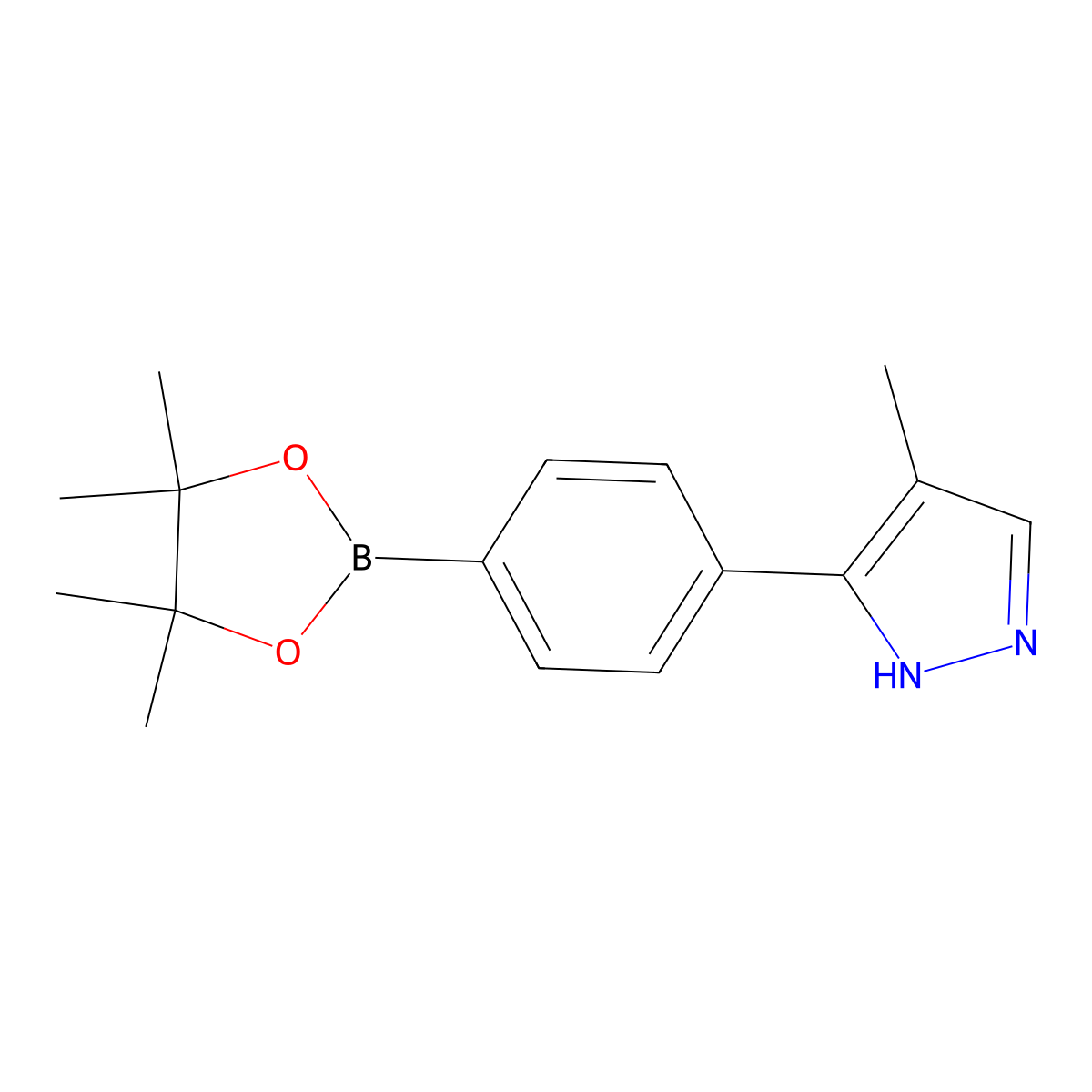 4-Methyl-5-(4-(4,4,5,5-tetramethyl-1,3,2-dioxaborolan-2-yl)phenyl)-1H-pyrazole molecular structure, CAS 1251931-39-1