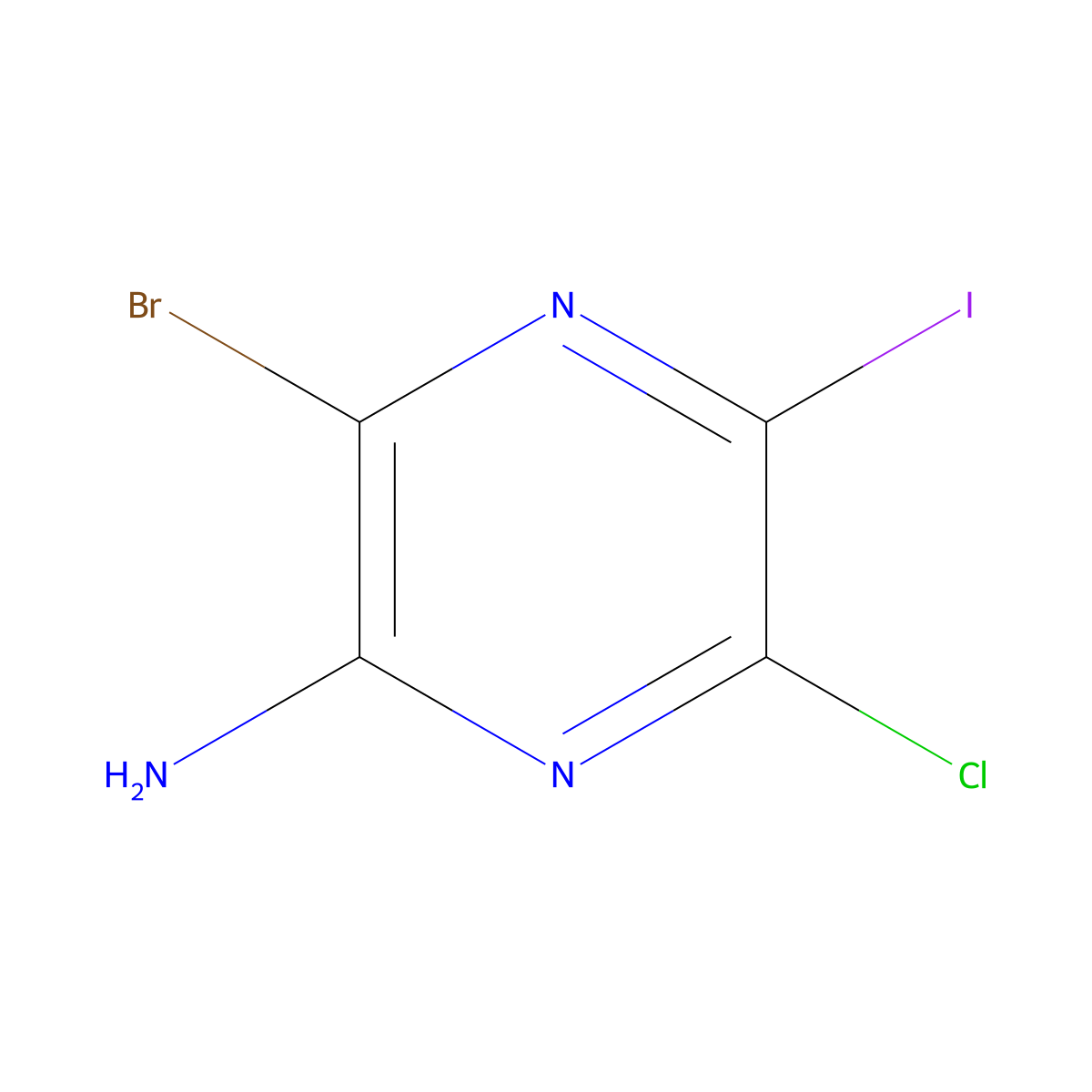 3-Bromo-6-chloro-5-iodopyrazin-2-amine molecular structure, CAS 1251941-18-0