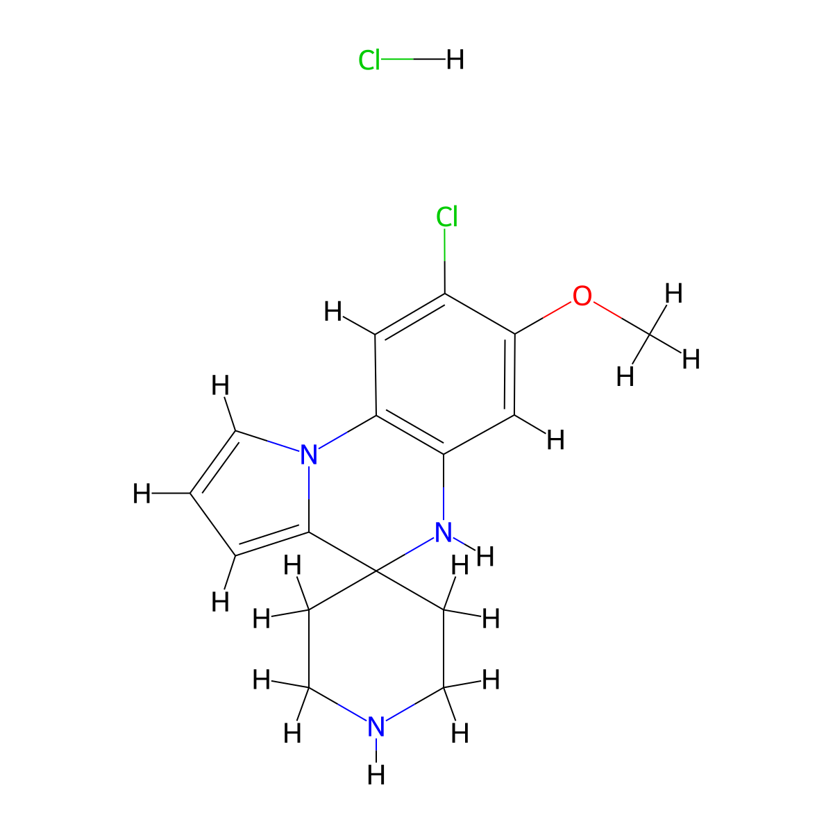 8'-chloro-7'-methoxy-5'H-spiro[piperidine-4,4'-pyrrolo[1,2-a]quinoxaline] hydrochloride molecular structure, CAS 1251950-63-6