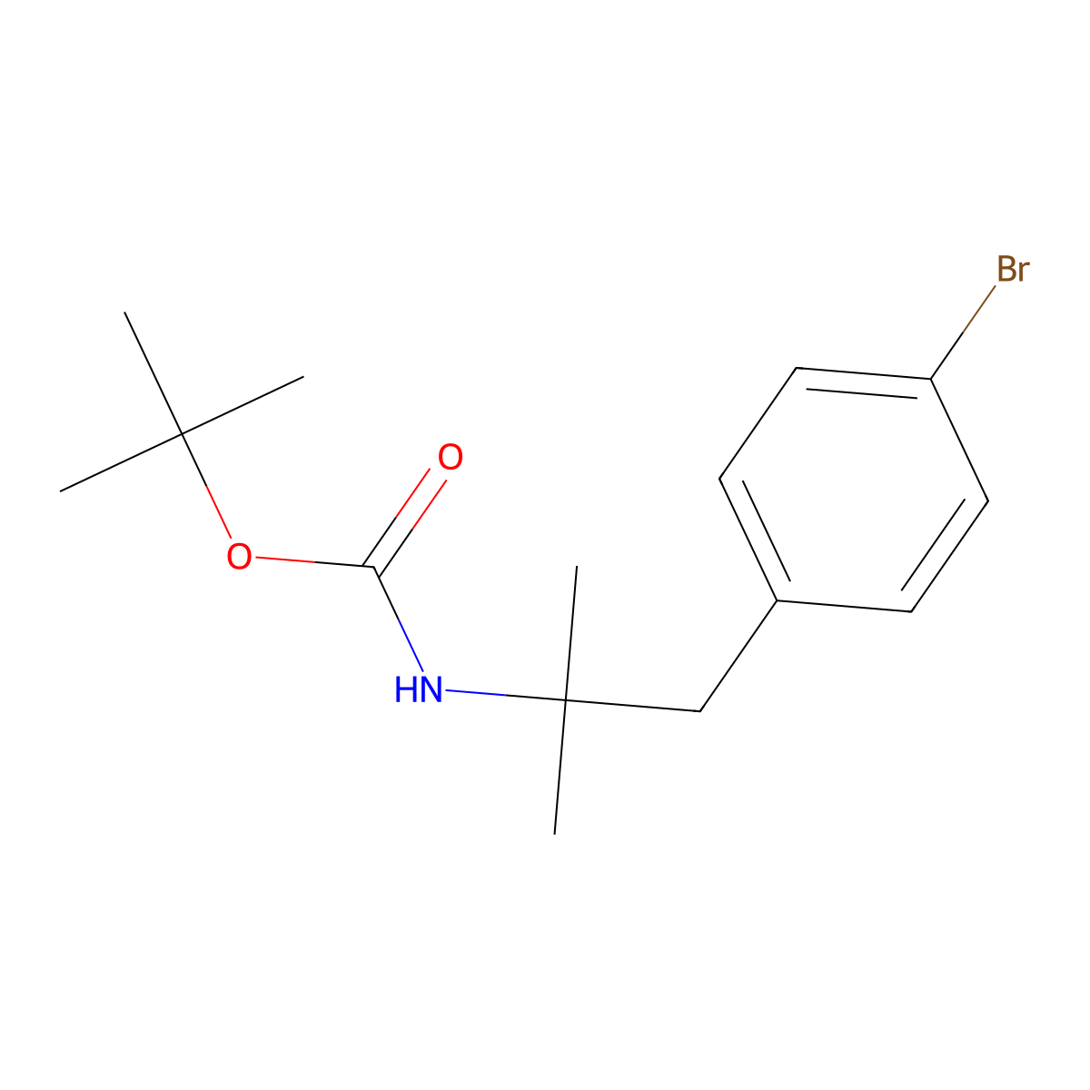 tert-butyl N-[1-(4-bromophenyl)-2-methylpropan-2-yl]carbamate molecular structure, CAS 1251957-72-8