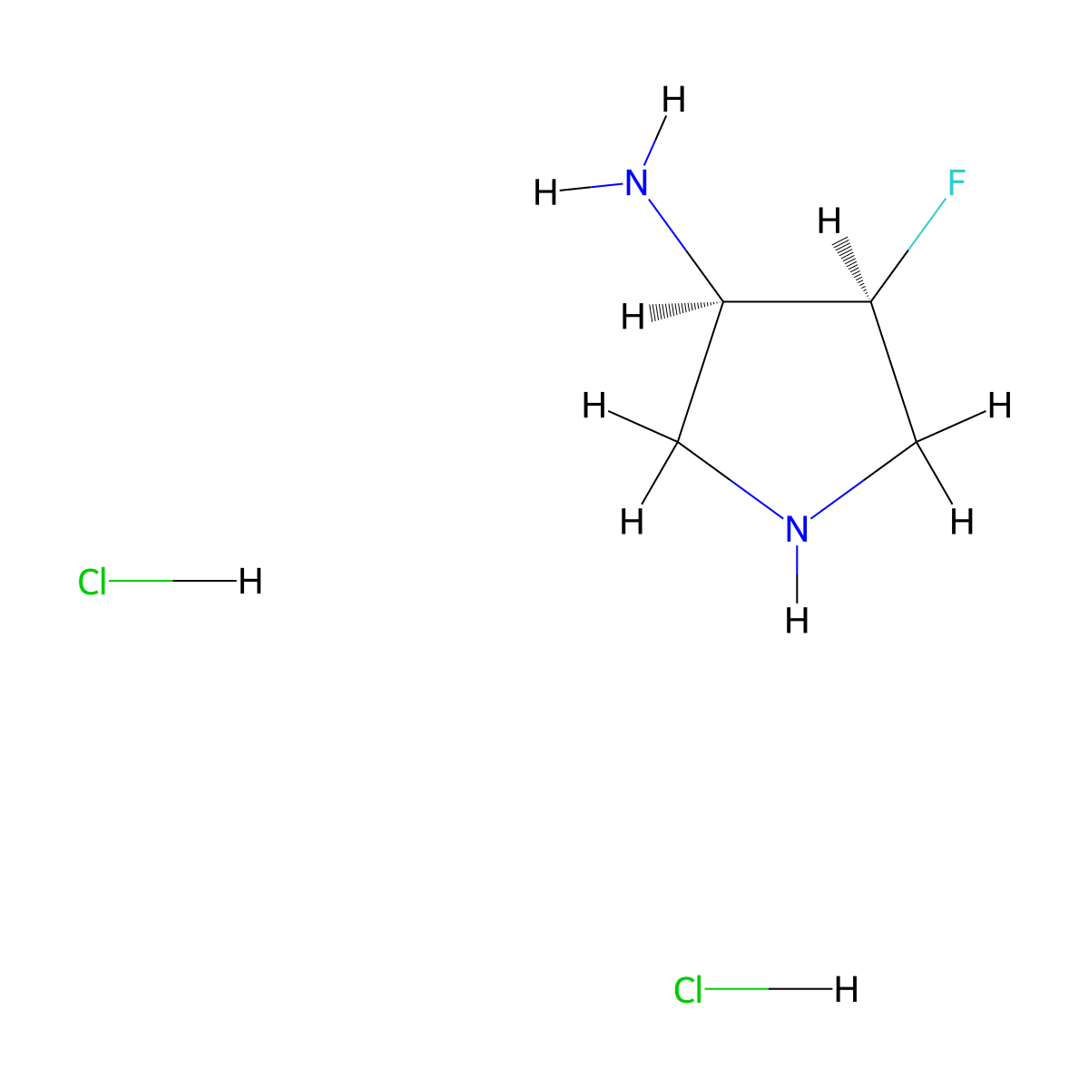 (3R,4S)-4-fluoropyrrolidin-3-amine dihydrochloride molecular structure, CAS 125197-38-8