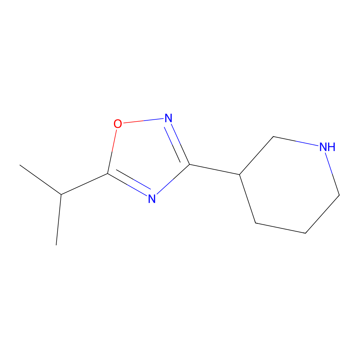 3-[5-(Propan-2-yl)-1,2,4-oxadiazol-3-yl]piperidine molecular structure, CAS 1251999-18-4
