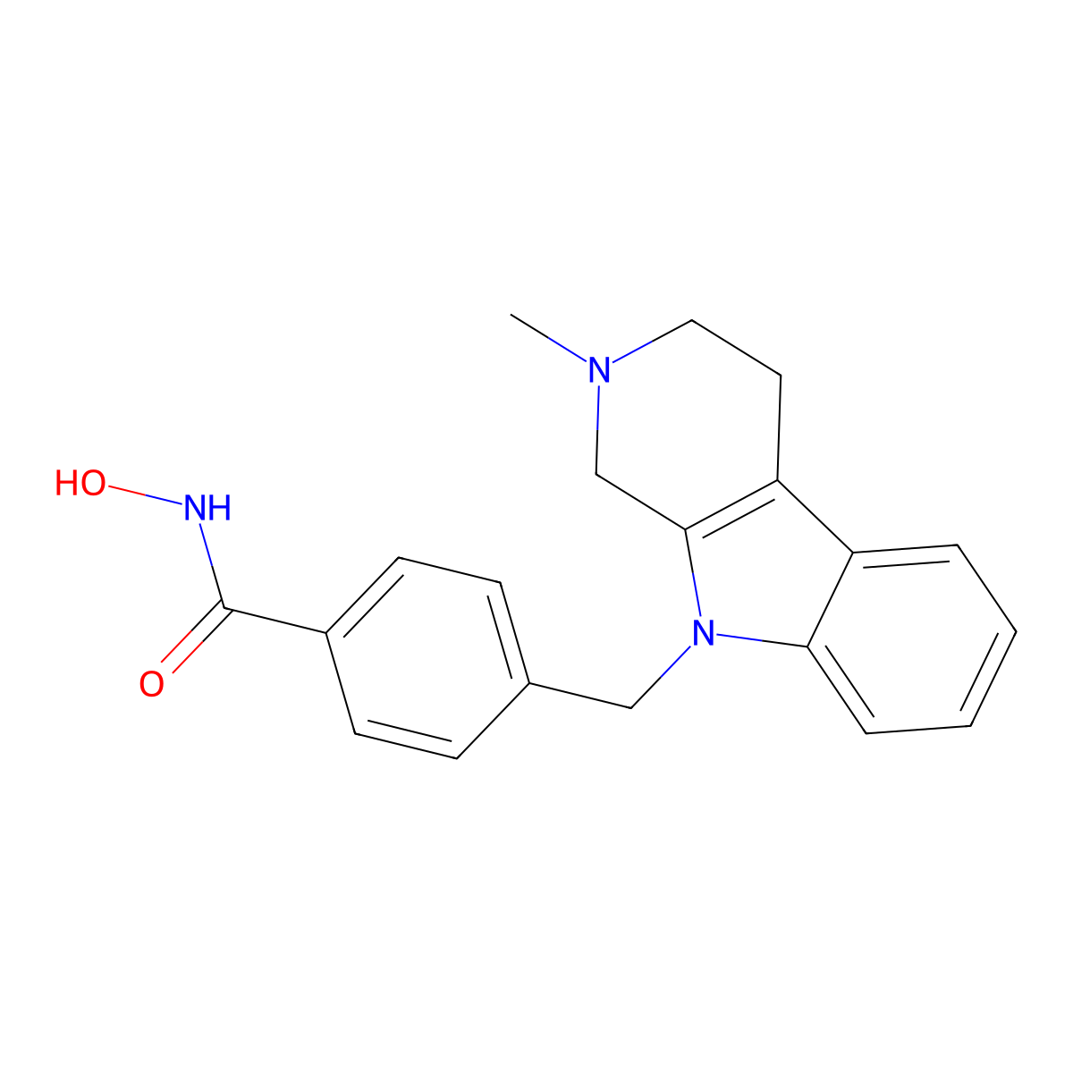 N-Hydroxy-4-((2-methyl-1,2,3,4-tetrahydro-9H-pyrido[3,4-b]indol-9-yl)methyl)benzamide molecular structure, CAS 1252003-13-6