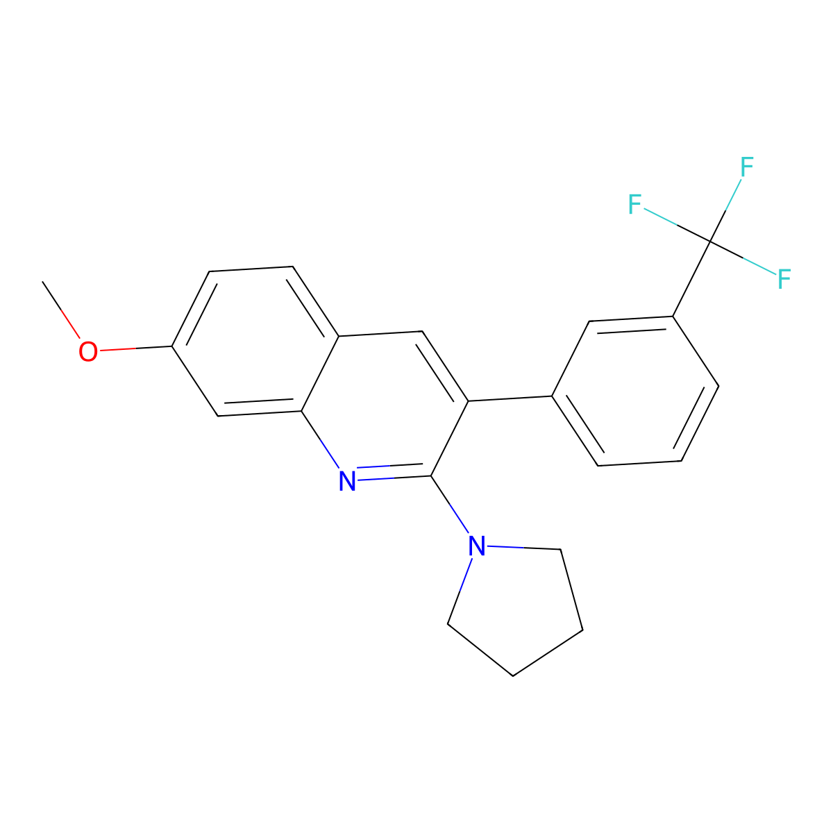 7-Methoxy-2-(pyrrolidin-1-yl)-3-[3-(trifluoromethyl)phenyl]quinoline molecular structure, CAS 1252003-94-3