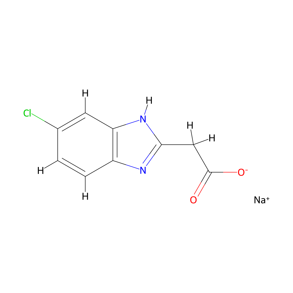(5-Chloro-1H-benzoimidazol-2-yl)-acetic acidsodium salt molecular structure, CAS 1252046-15-3
