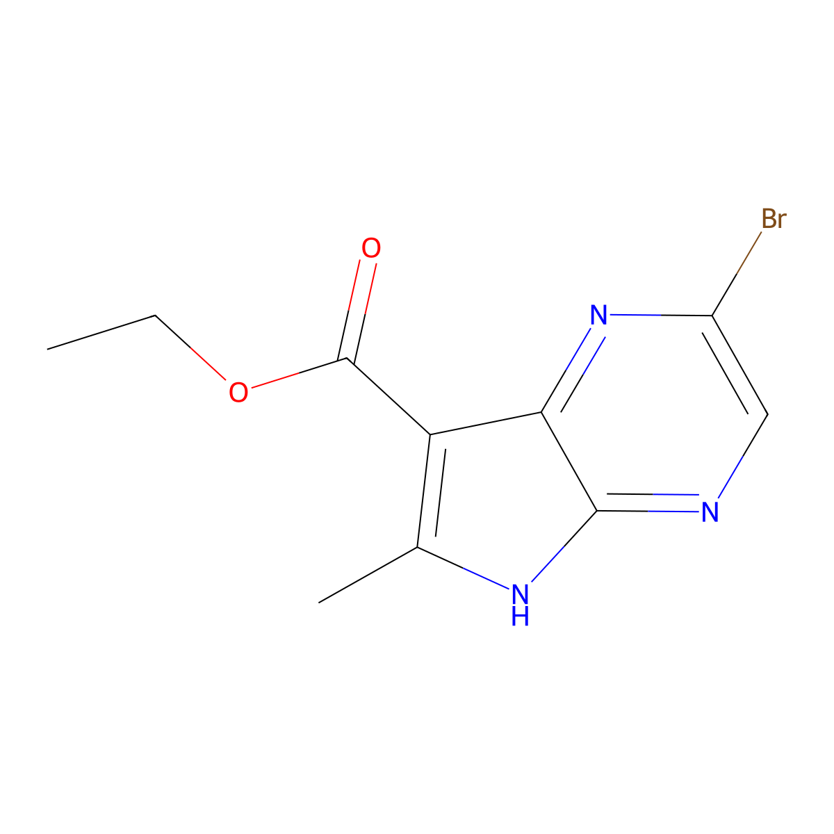Ethyl 2-bromo-6-methyl-5H-pyrrolo[2,3-b]pyrazine-7-carboxylate molecular structure, CAS 125208-06-2