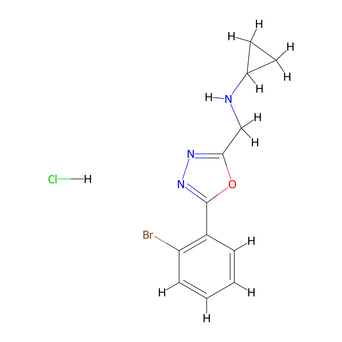 n-{[5-(2-Bromophenyl)-1,3,4-oxadiazol-2-yl]methyl}cyclopropanamine hydrochloride molecular structure, CAS 1252113-63-5