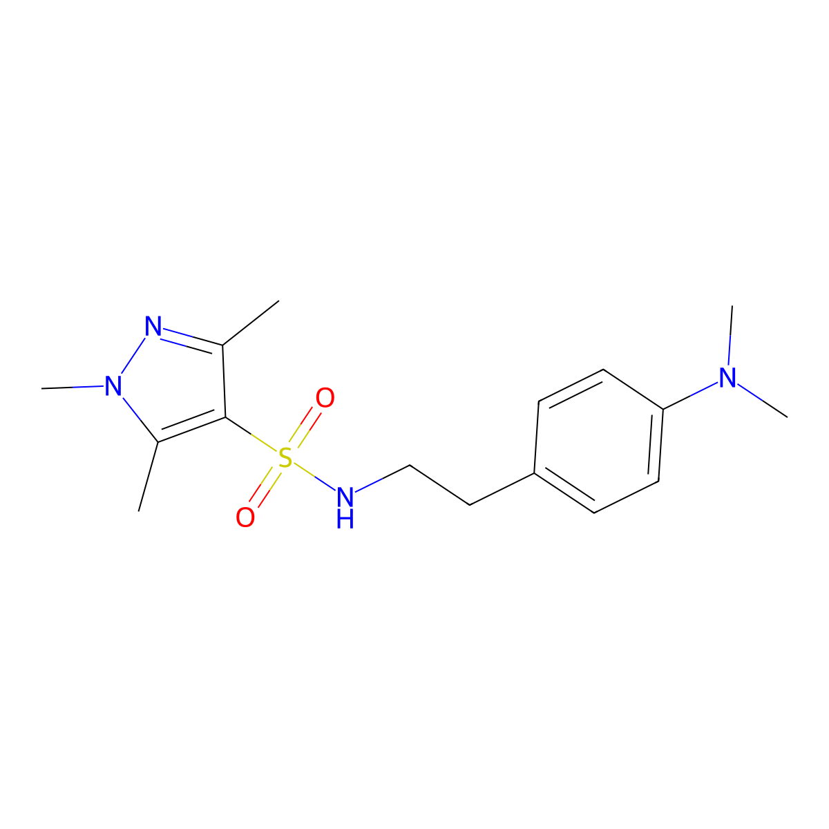 N-{2-[4-(dimethylamino)phenyl]ethyl}-1,3,5-trimethyl-1H-pyrazole-4-sulfonamide molecular structure, CAS 1252141-10-8