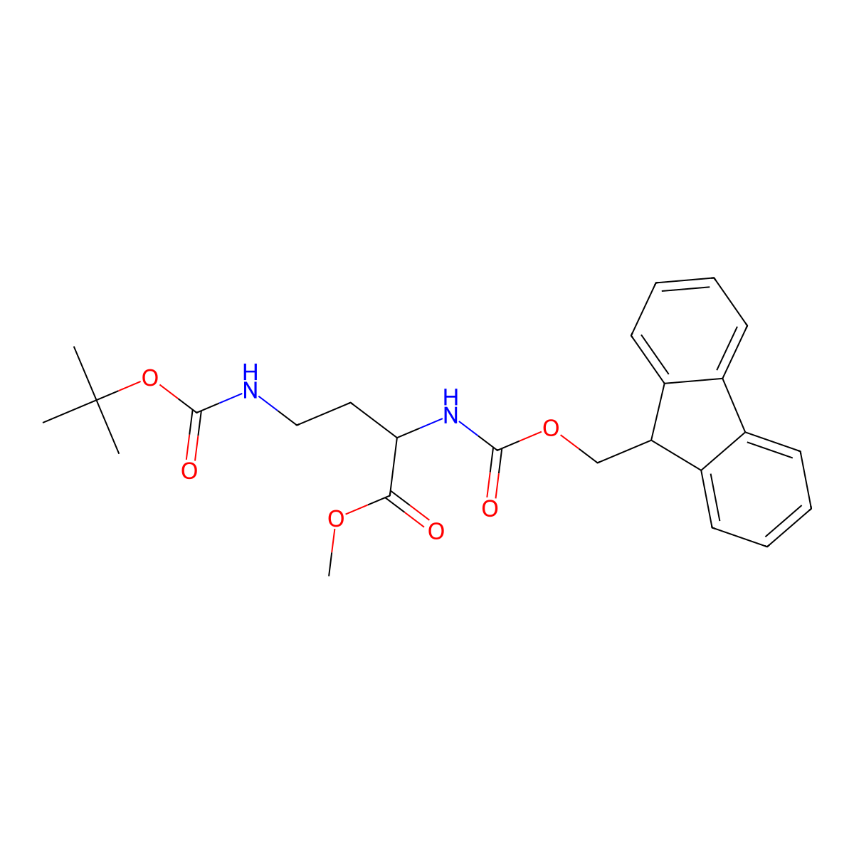 methyl (2S)-4-{[(tert-butoxy)carbonyl]amino}-2-{[(9H-fluoren-9-ylmethoxy)carbonyl]amino}butanoate molecular structure, CAS 125218-68-0