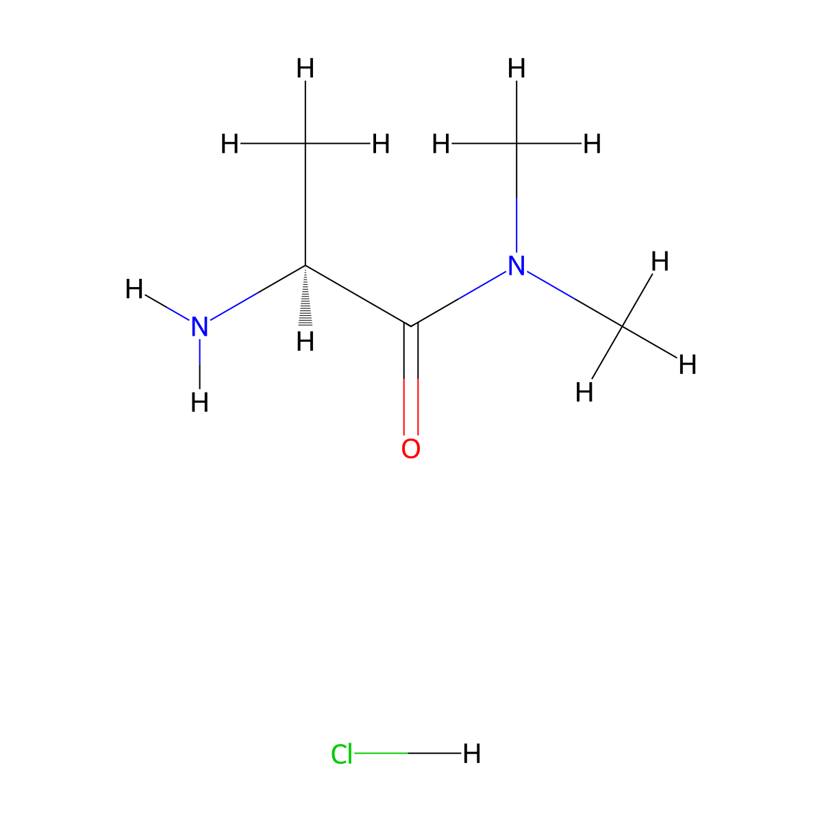 (2S)-2-amino-N,N-dimethylpropanamide hydrochloride molecular structure, CAS 125218-79-3