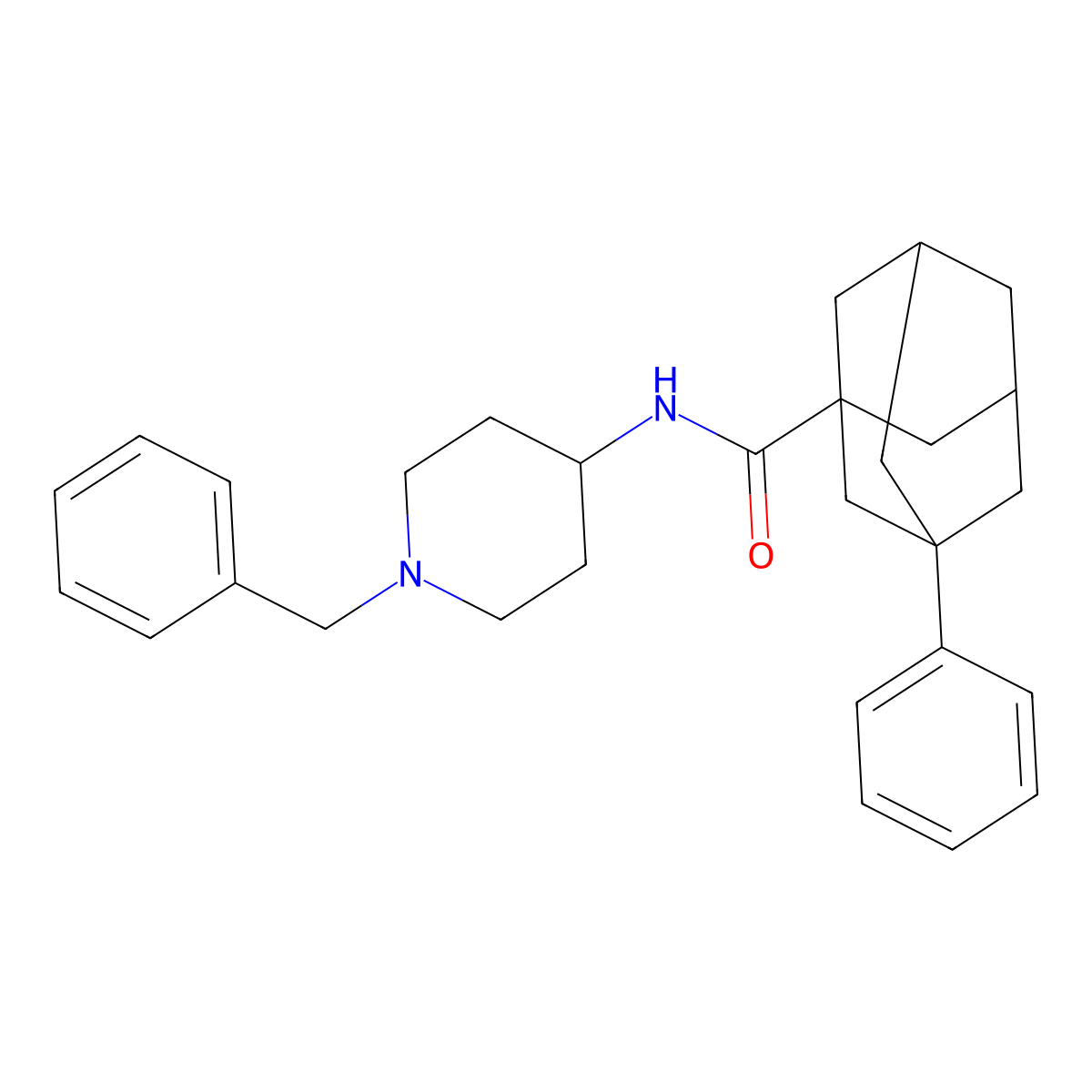 N-(1-benzylpiperidin-4-yl)-3-phenyladamantane-1-carboxamide molecular structure, CAS 1252187-41-9