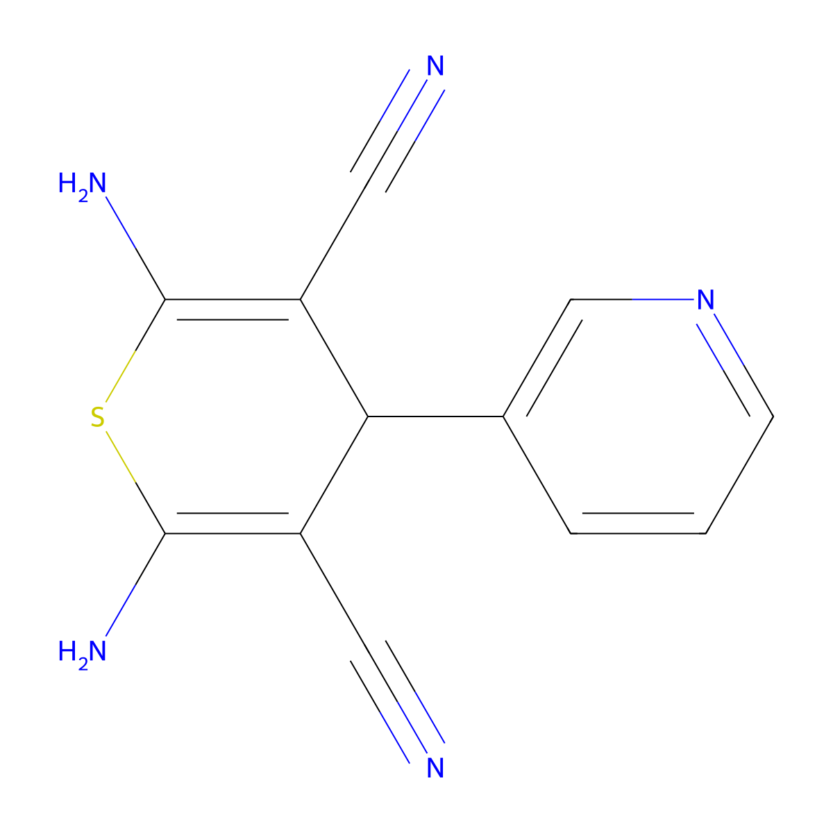 2,6-Diamino-4-pyridin-3-yl-4H-thiopyran-3,5-dicarbonitrile molecular structure, CAS 125219-61-6