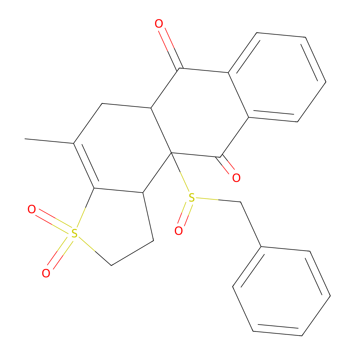 Anthra(2,1-b)thiophene-6,11-dione, 1,2,5,5a,11a,11b-hexahydro-4-methyl-11a-((phenylmethyl)sulfinyl)-, 3,3-dioxide molecular structure, CAS 125220-08-8