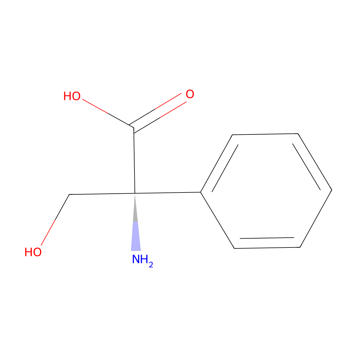 (R)-2-amino-3-hydroxy-2-phenylpropanoic acid molecular structure, CAS 125224-22-8