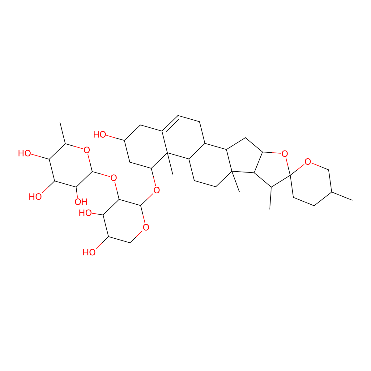 (1beta,3beta,25S)-3-Hydroxyspirost-5-en-1-yl 2-O-(6-deoxy-alpha-L-mannopyranosyl)-beta-D-xylopyranoside molecular structure, CAS 125225-63-0
