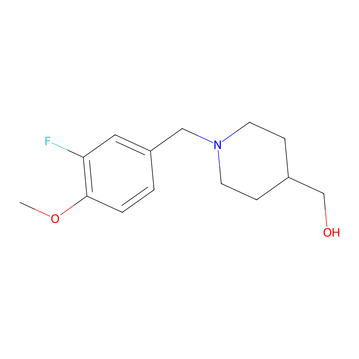 (1-(3-Fluoro-4-methoxybenzyl)piperidin-4-yl)methanol molecular structure, CAS 1252332-11-8