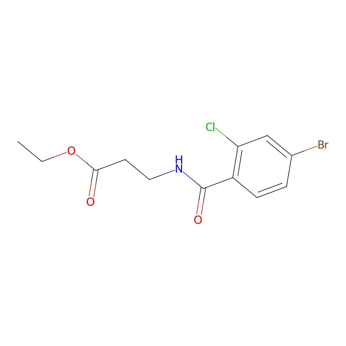 Ethyl 3-(4-bromo-2-chlorobenzamido)propanoate molecular structure, CAS 1252340-18-3