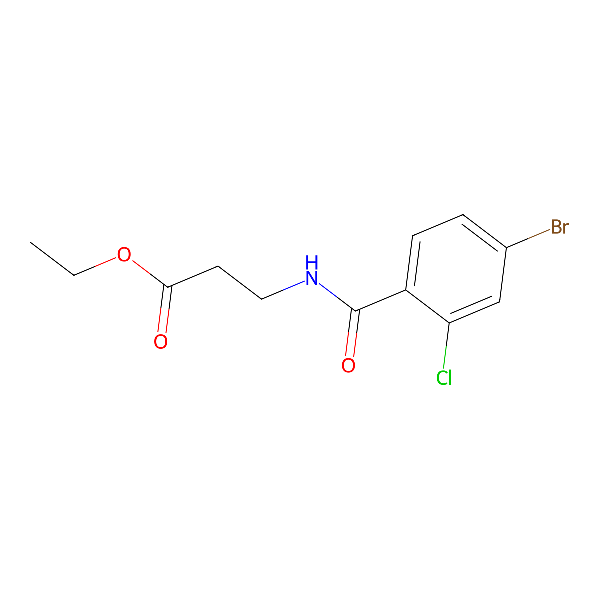 Ethyl 3-(4-bromo-2-chlorobenzamido)propanoate molecular structure, CAS 1252340-18-3
