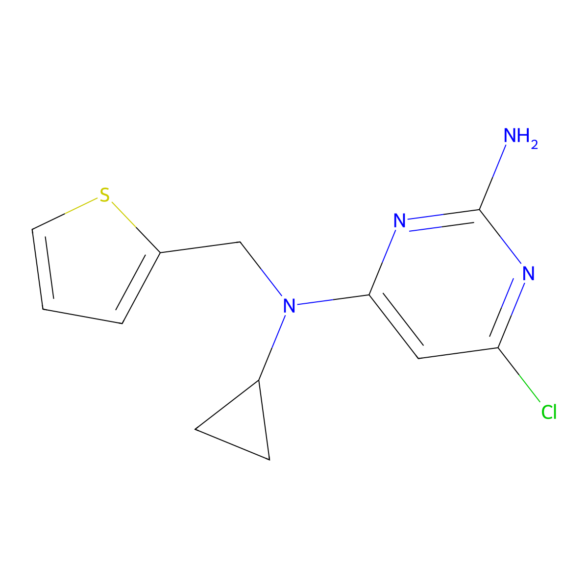 6-Chloro-N~4~-Cyclopropyl-N~4~-[(Thiophen-2-Yl)methyl]pyrimidine-2,4-Diamine molecular structure, CAS 1252362-53-0