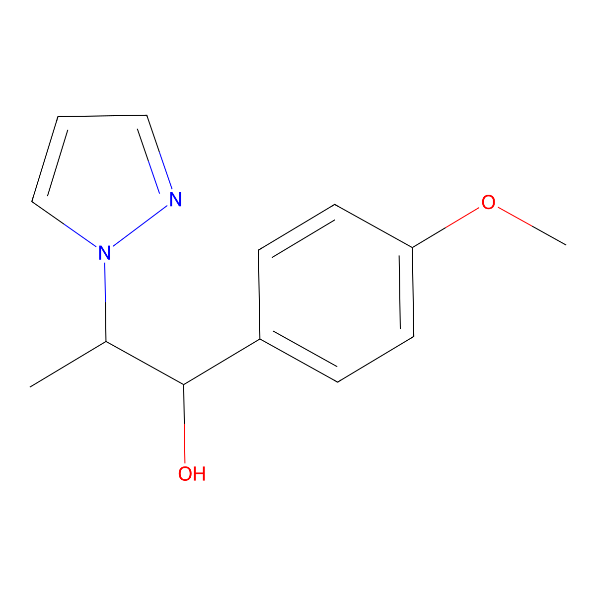 1-(4-methoxyphenyl)-2-(1H-pyrazol-1-yl)propan-1-ol molecular structure, CAS 1252364-39-8
