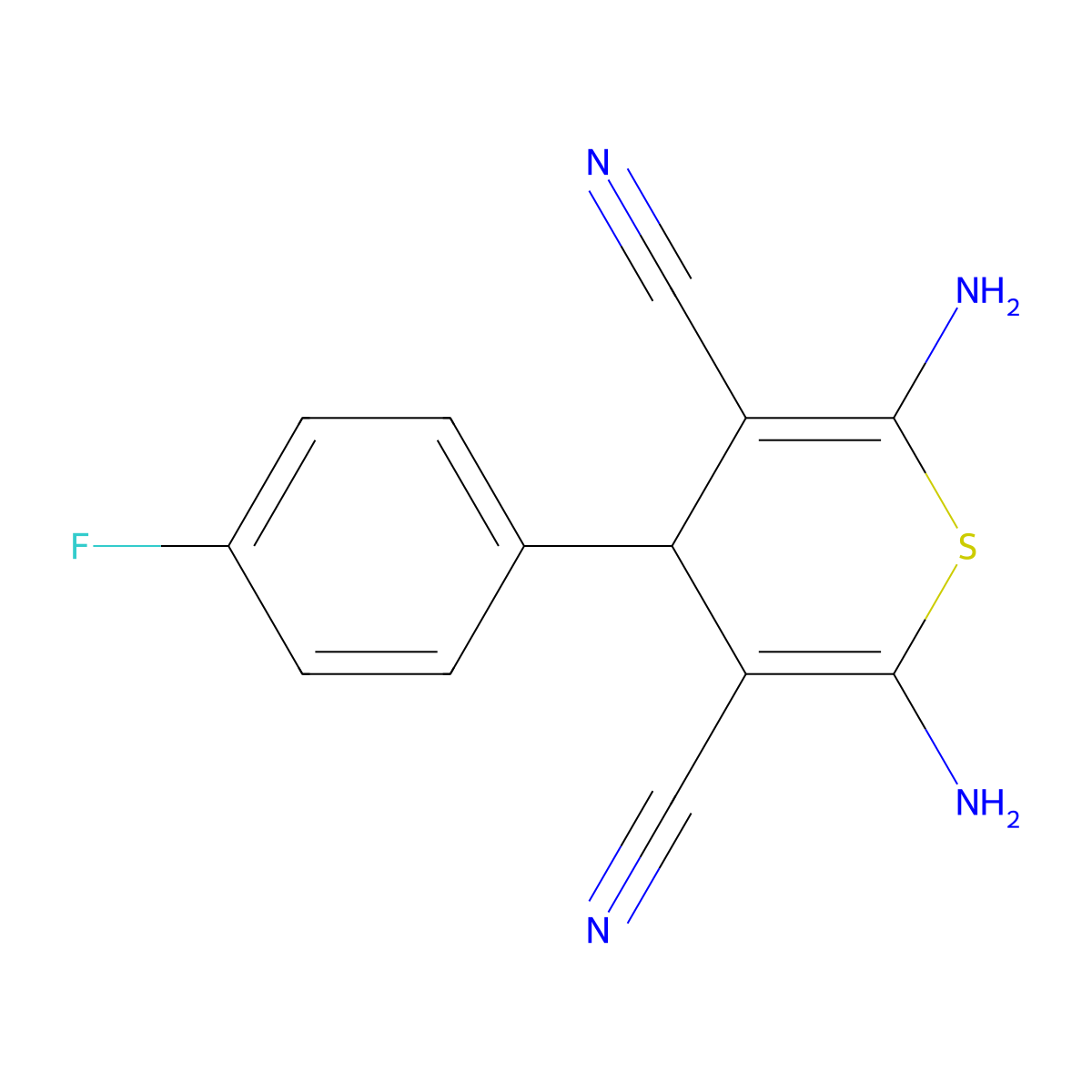 2,6-Diamino-4-(4-fluorophenyl)-4H-thiopyran-3,5-dicarbonitrile molecular structure, CAS 125240-16-6