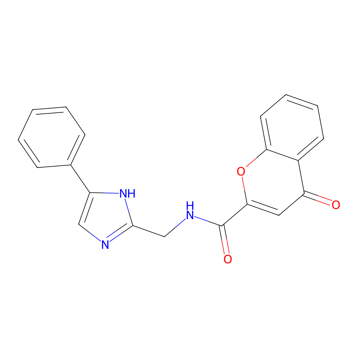 4-oxo-N-[(4-phenyl-1H-imidazol-2-yl)methyl]-4H-chromene-2-carboxamide molecular structure, CAS 1252407-49-0