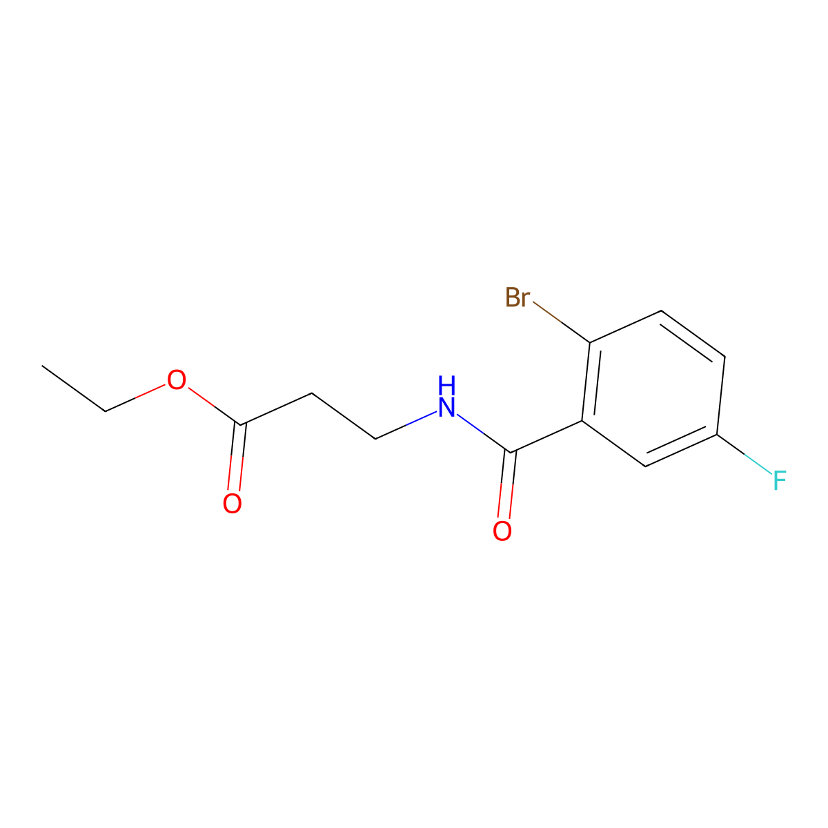 Ethyl 3-(2-bromo-5-fluorobenzamido)propanoate molecular structure, CAS 1252416-60-6