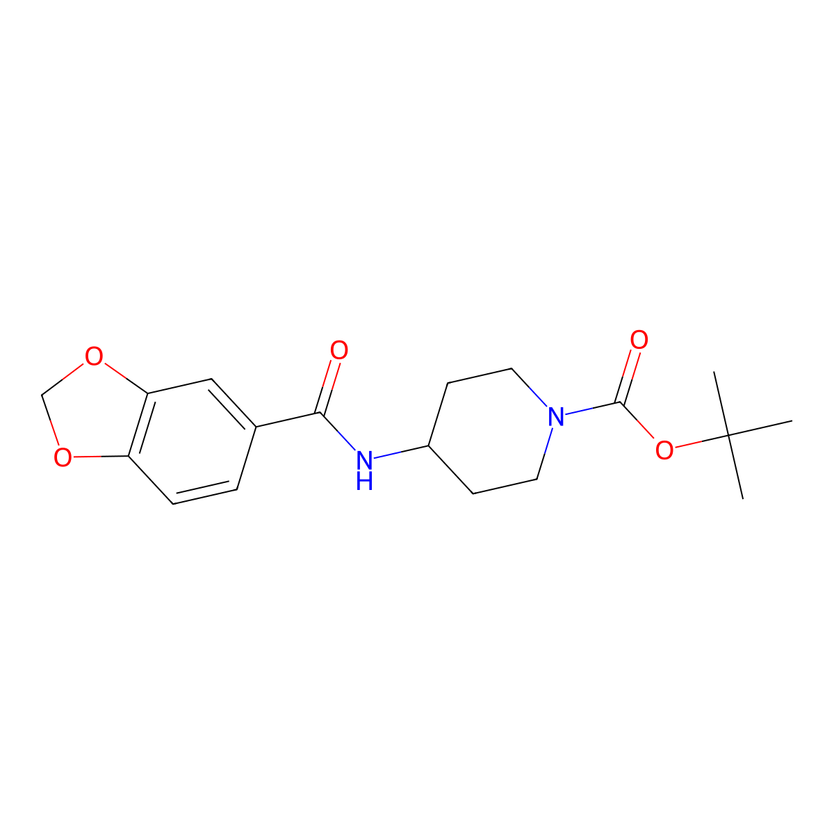 tert-Butyl 4-(benzo[d][1,3]dioxole-5-carboxamido)piperidine-1-carboxylate molecular structure, CAS 1252477-03-4
