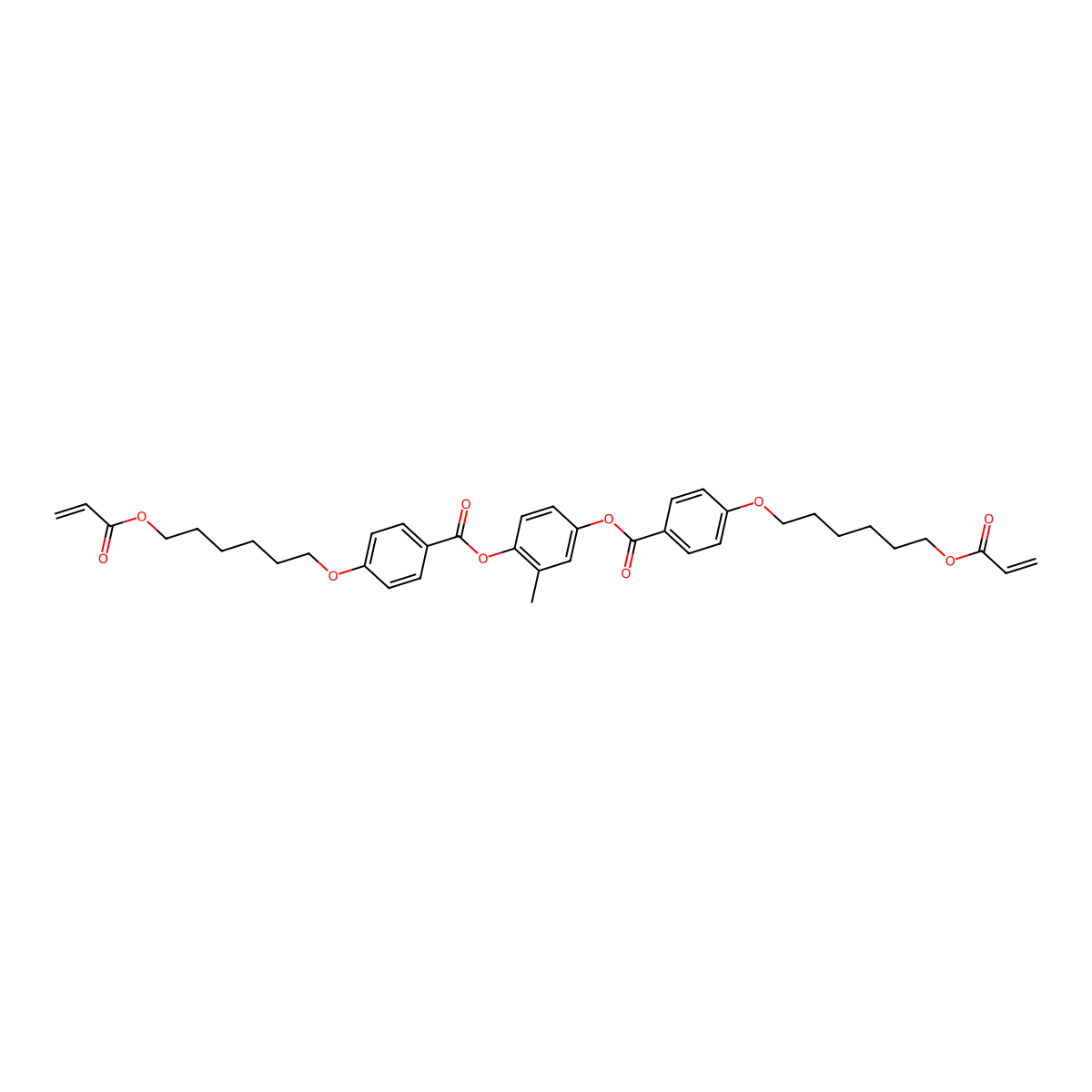 2-Methyl-1,4-phenylene bis(4-((6-(acryloyloxy)hexyl)oxy)benzoate) molecular structure, CAS 125248-71-7
