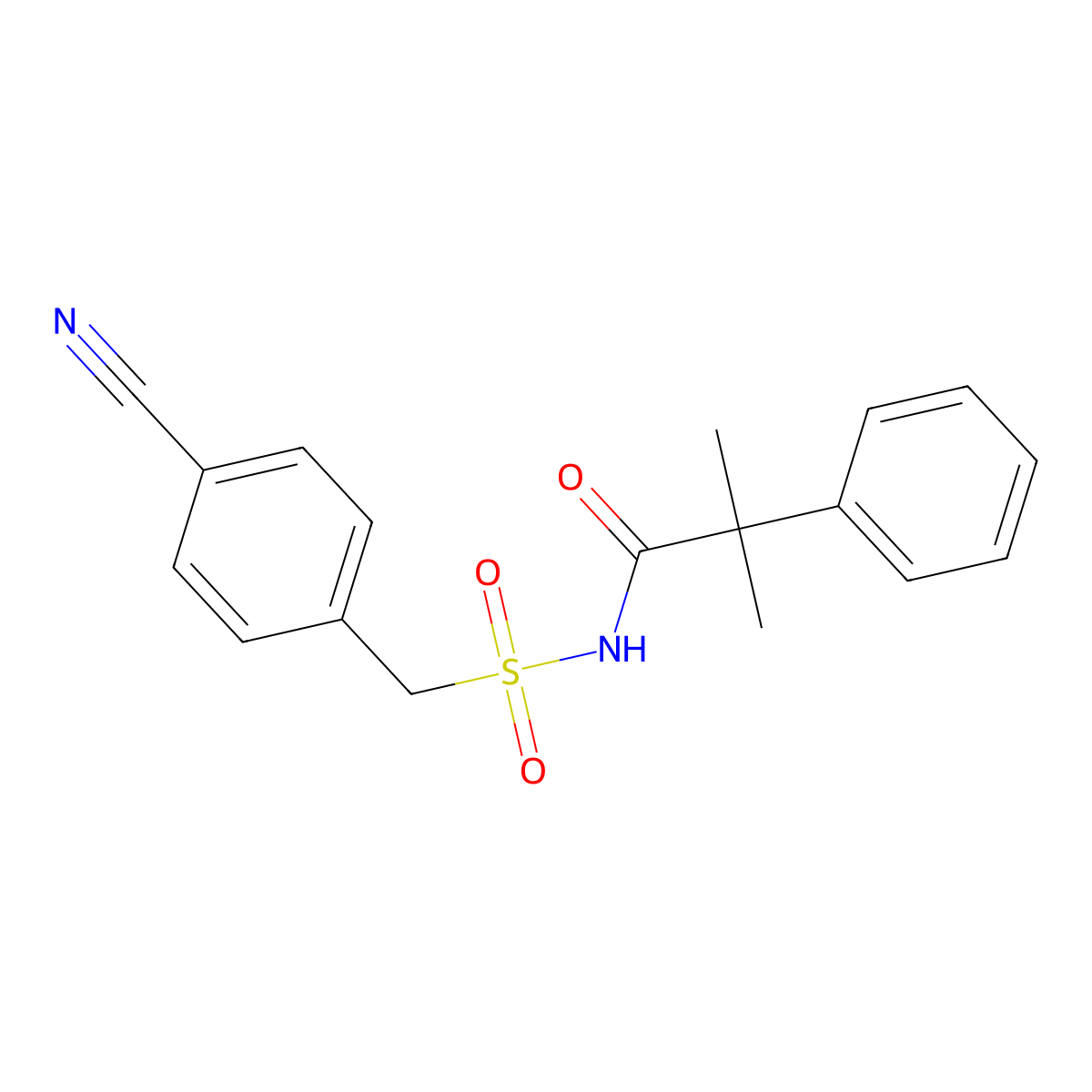 N-[(4-cyanophenyl)methanesulfonyl]-2-methyl-2-phenylpropanamide molecular structure, CAS 1252490-44-0