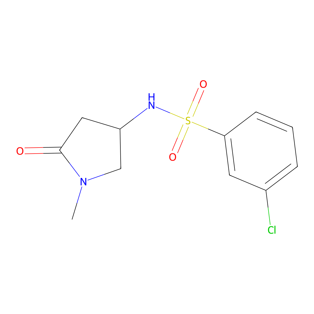 3-chloro-N-(1-methyl-5-oxopyrrolidin-3-yl)benzene-1-sulfonamide molecular structure, CAS 1252495-04-7