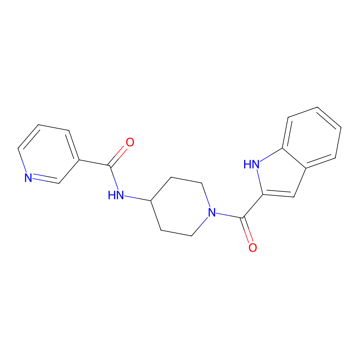 N-[1-(1H-indol-2-ylcarbonyl)piperidin-4-yl]pyridine-3-carboxamide molecular structure, CAS 1252542-50-9