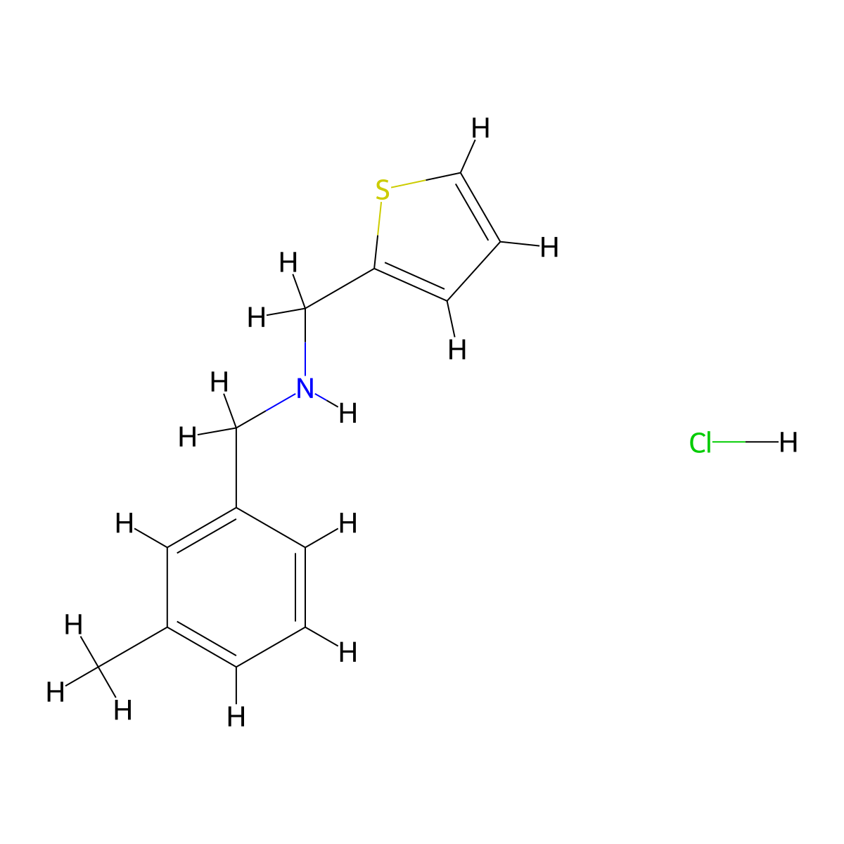 [(3-Methylphenyl)methyl](thiophen-2-ylmethyl)amine hydrochloride molecular structure, CAS 1252548-92-7