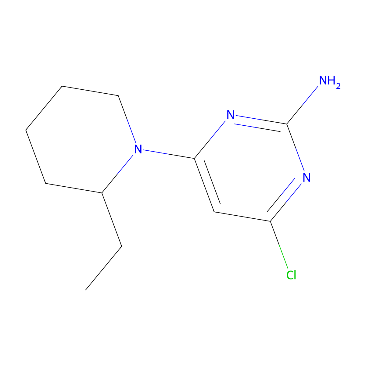 4-Chloro-6-(2-ethylpiperidin-1-yl)pyrimidin-2-amine molecular structure, CAS 1252555-02-4