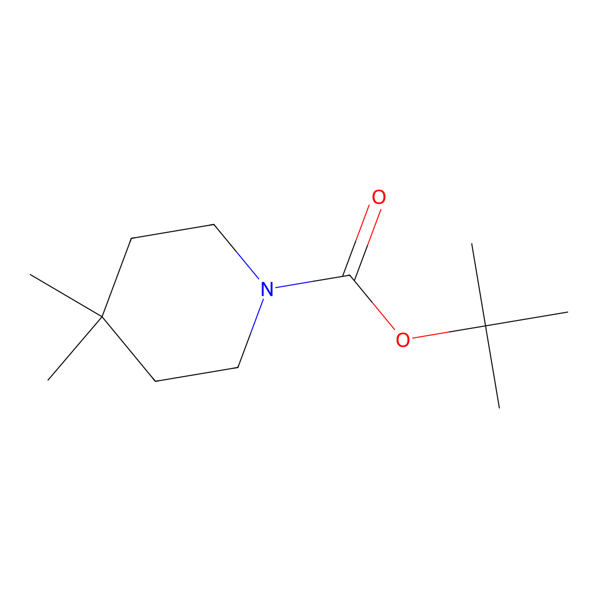 Tert-butyl 4,4-dimethylpiperidine-1-carboxylate molecular structure, CAS 1252572-05-6