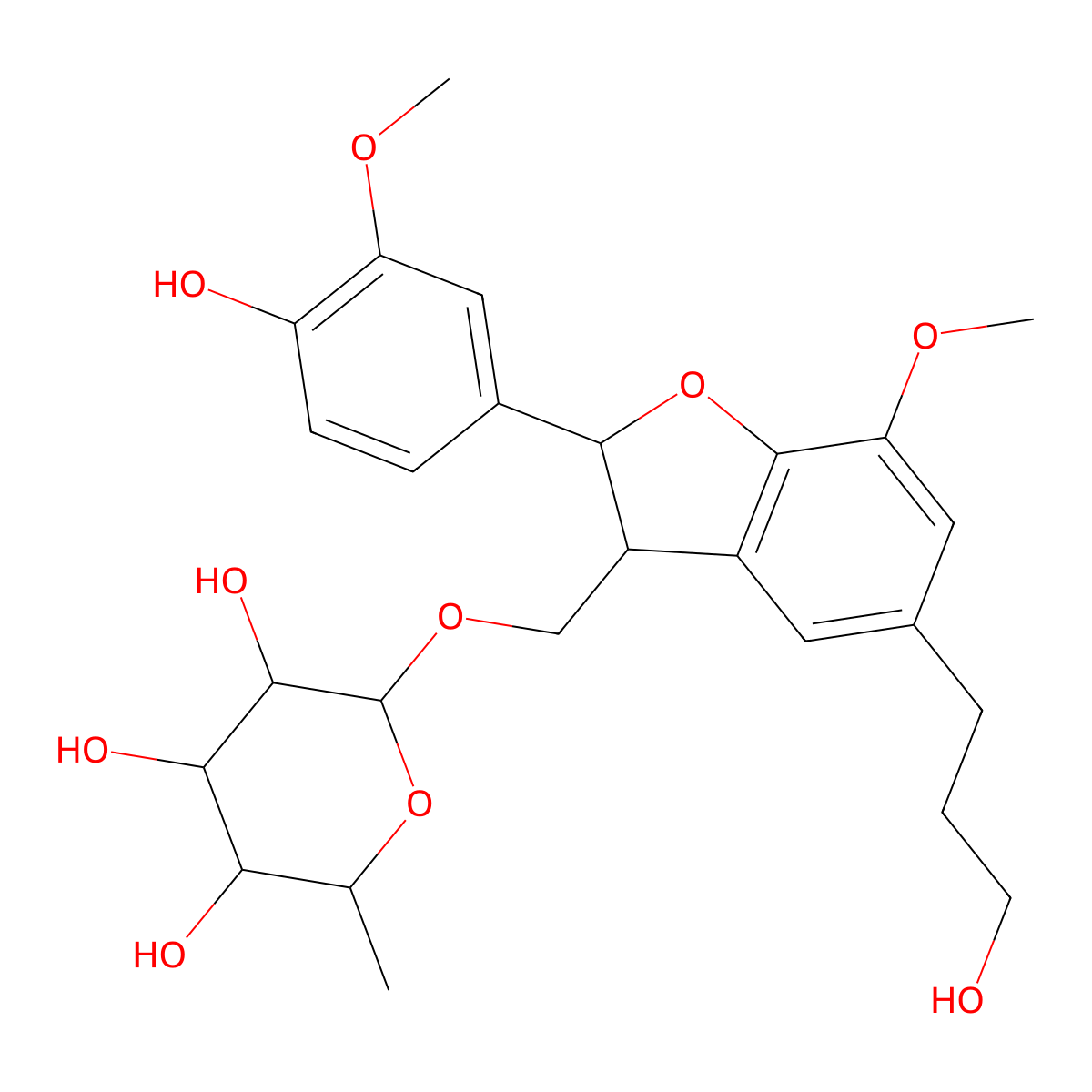 Dihydrodehydrodiconiferyl alcohol 9-O-|A-L-rhamnopyranoside molecular structure, CAS 1252572-36-3