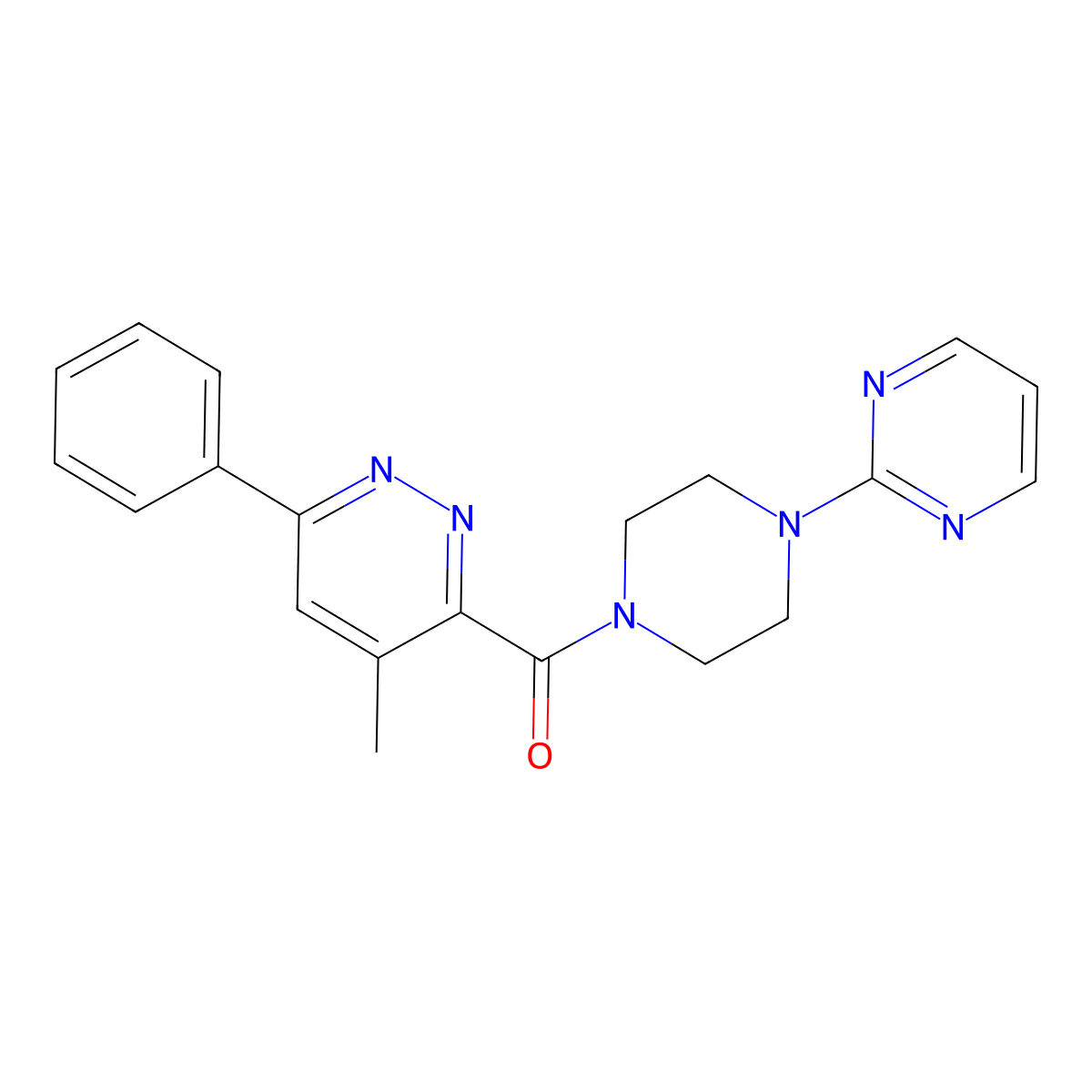 (4-Methyl-6-phenylpyridazin-3-yl)(4-(pyrimidin-2-yl)piperazin-1-yl)methanone molecular structure, CAS 1252608-59-5