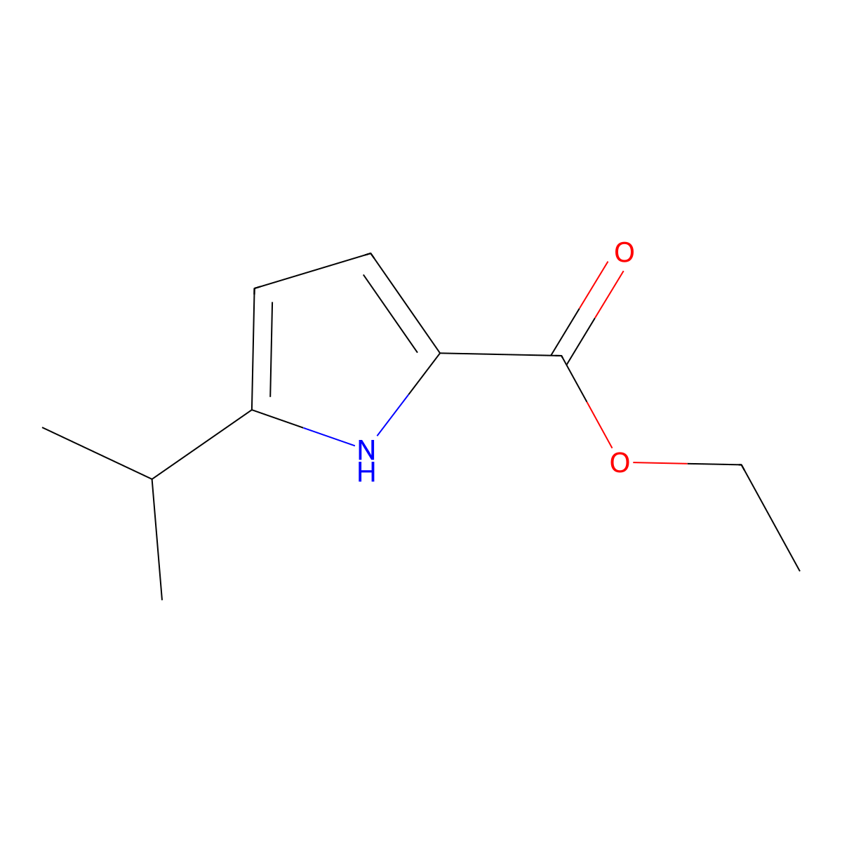 ethyl 5-(propan-2-yl)-1H-pyrrole-2-carboxylate molecular structure, CAS 125261-15-6