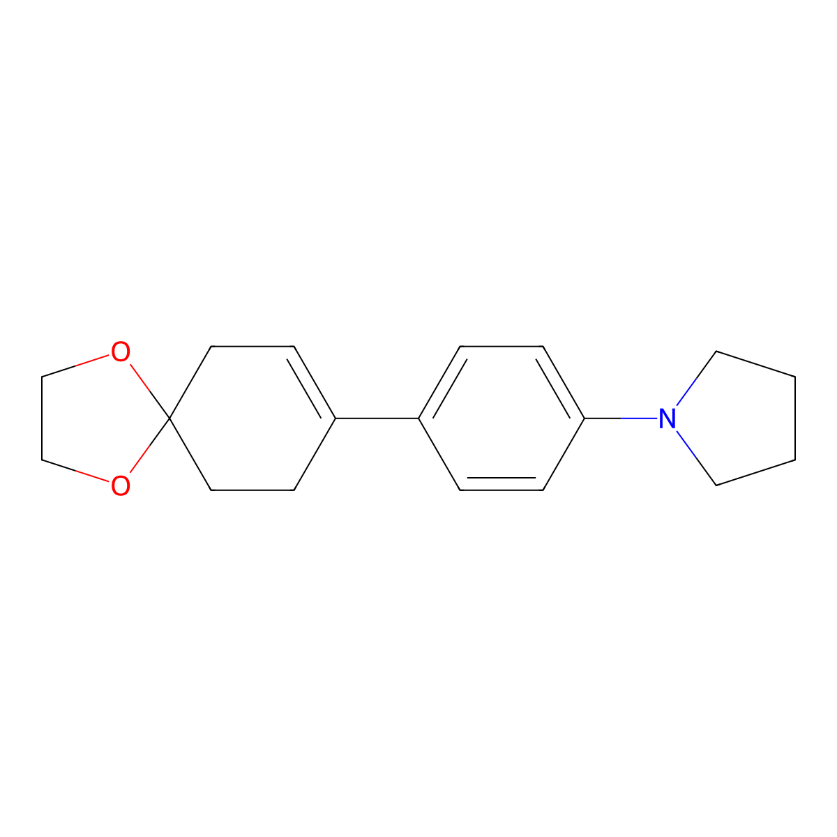 1-[4-(1,4-Dioxaspiro[4.5]dec-7-en-8-yl)phenyl]pyrrolidine molecular structure, CAS 1252615-73-8