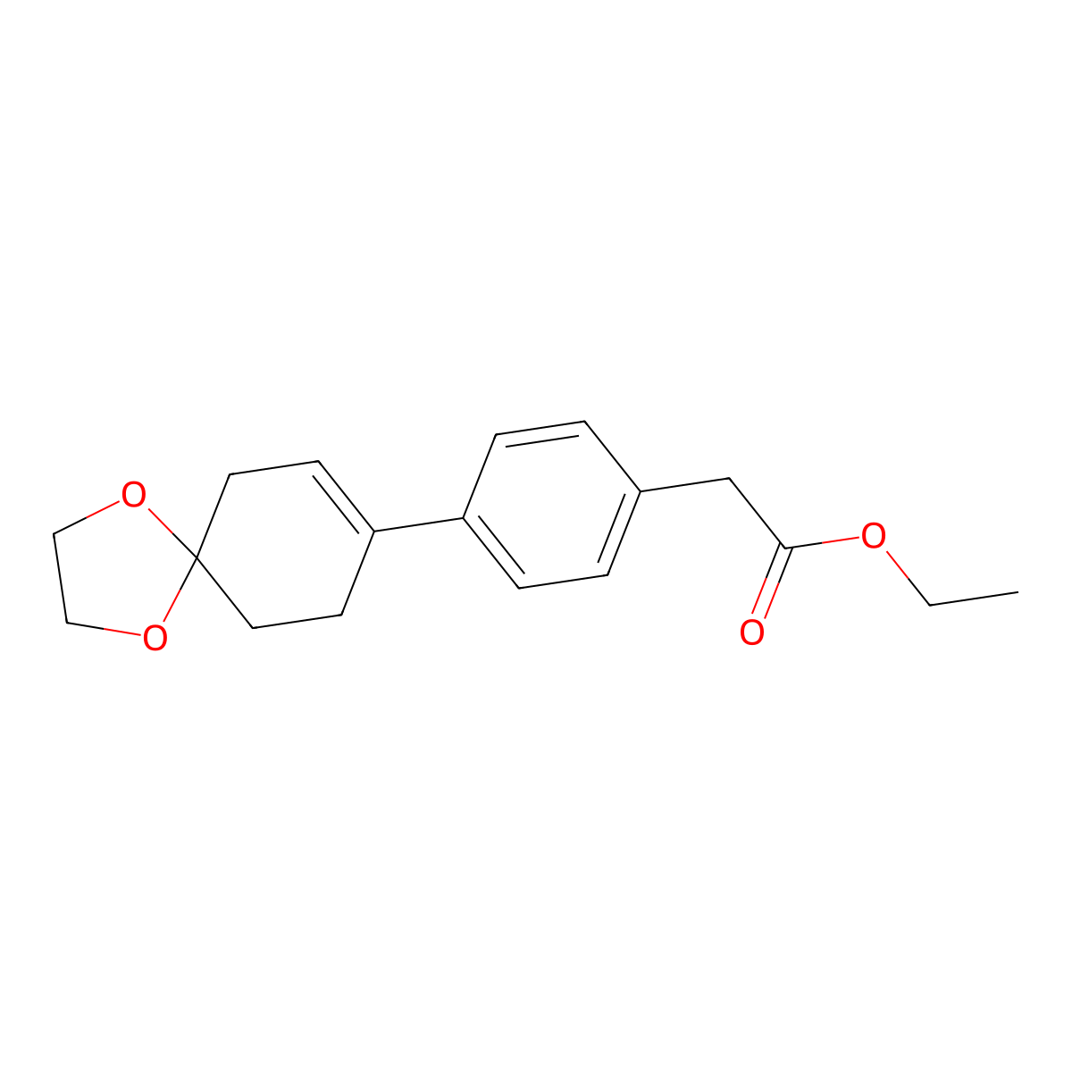 Ethyl 2-[4-(1,4-dioxaspiro[4.5]dec-7-en-8-yl)phenyl]acetate molecular structure, CAS 1252615-90-9