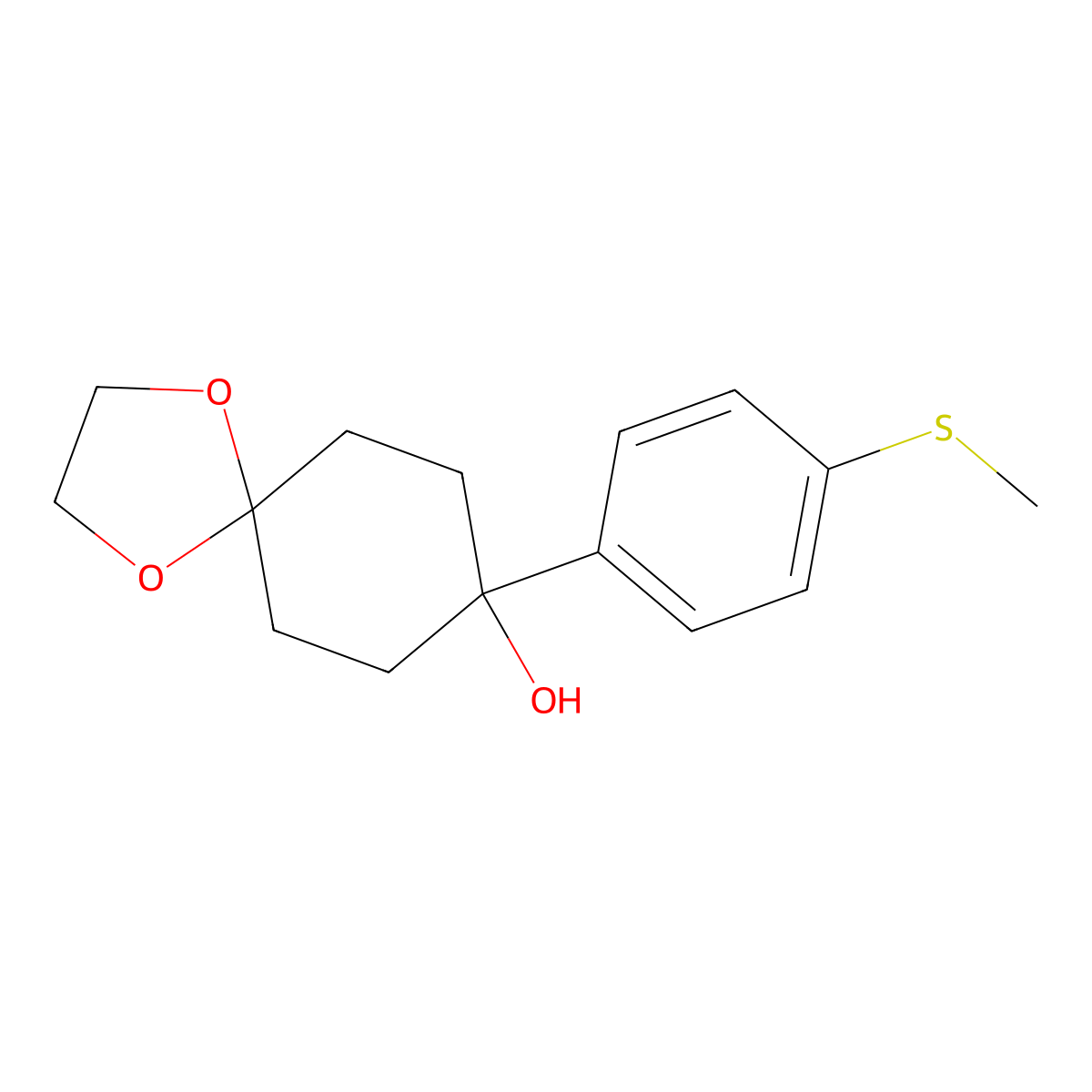 8-(4-(Methylthio)phenyl)-1,4-dioxaspiro[4.5]decan-8-ol molecular structure, CAS 1252615-93-2