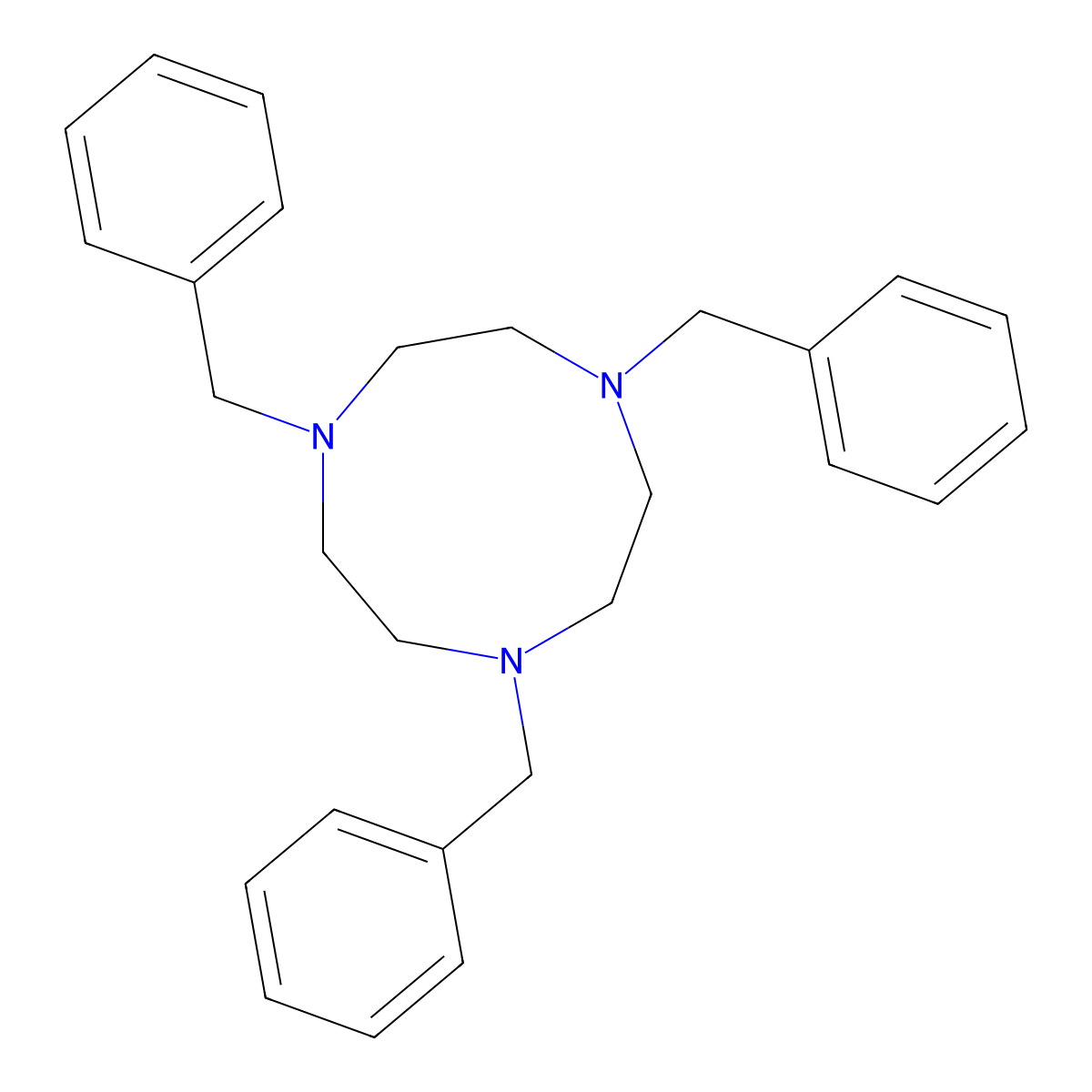 1,4,7-Tribenzyl-1,4,7-triazonane molecular structure, CAS 125262-43-3