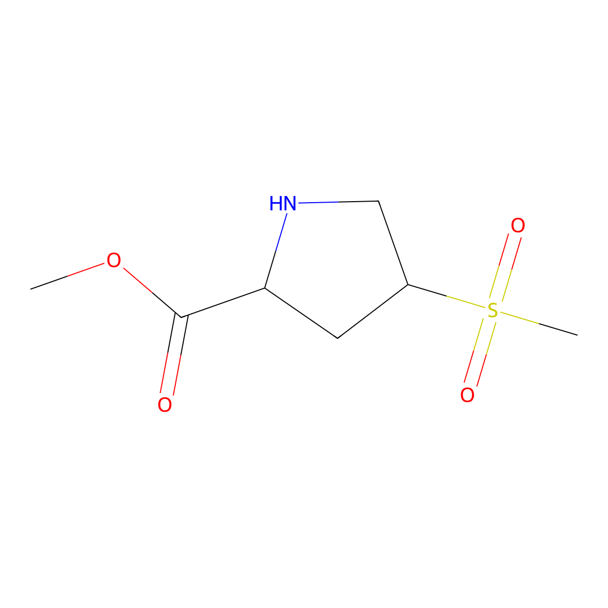 methyl (2S,4R)-4-methanesulfonylpyrrolidine-2-carboxylate molecular structure, CAS 1252641-46-5