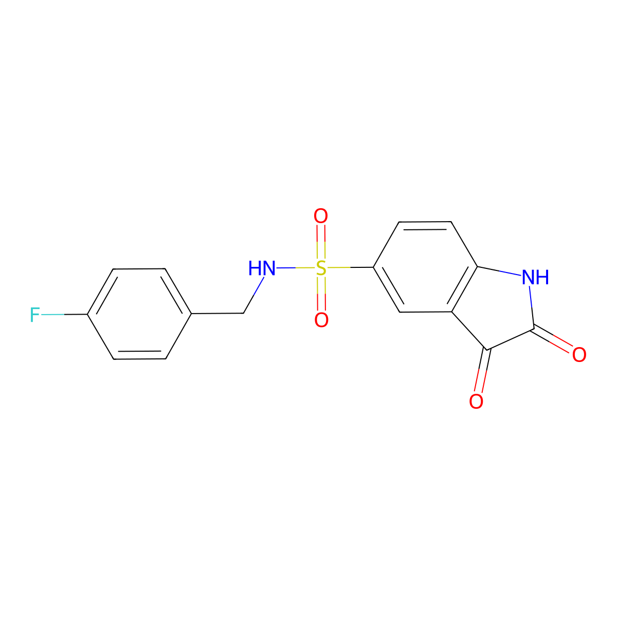 N-(4-fluorobenzyl)-2,3-dioxoindoline-5-sulfonamide molecular structure, CAS 1252643-88-1