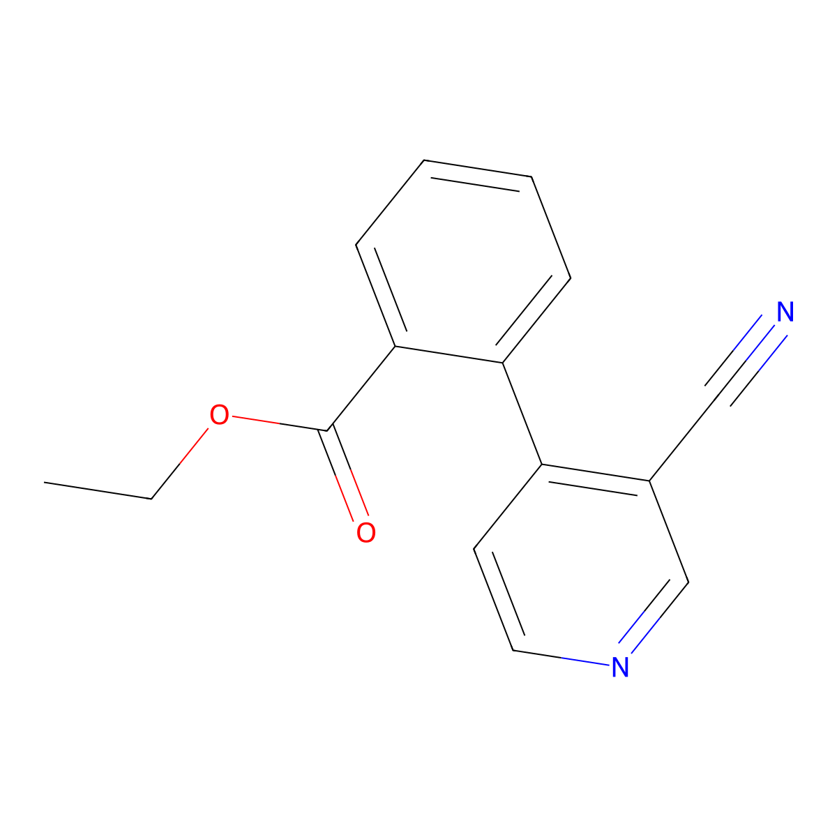 Ethyl 2-(3-cyano-4-pyridinyl)benzoate molecular structure, CAS 1252649-80-1