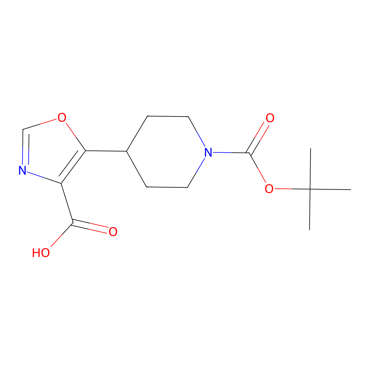 5-{1-[(Tert-butoxy)carbonyl]piperidin-4-yl}-1,3-oxazole-4-carboxylic acid molecular structure, CAS 1252657-86-5