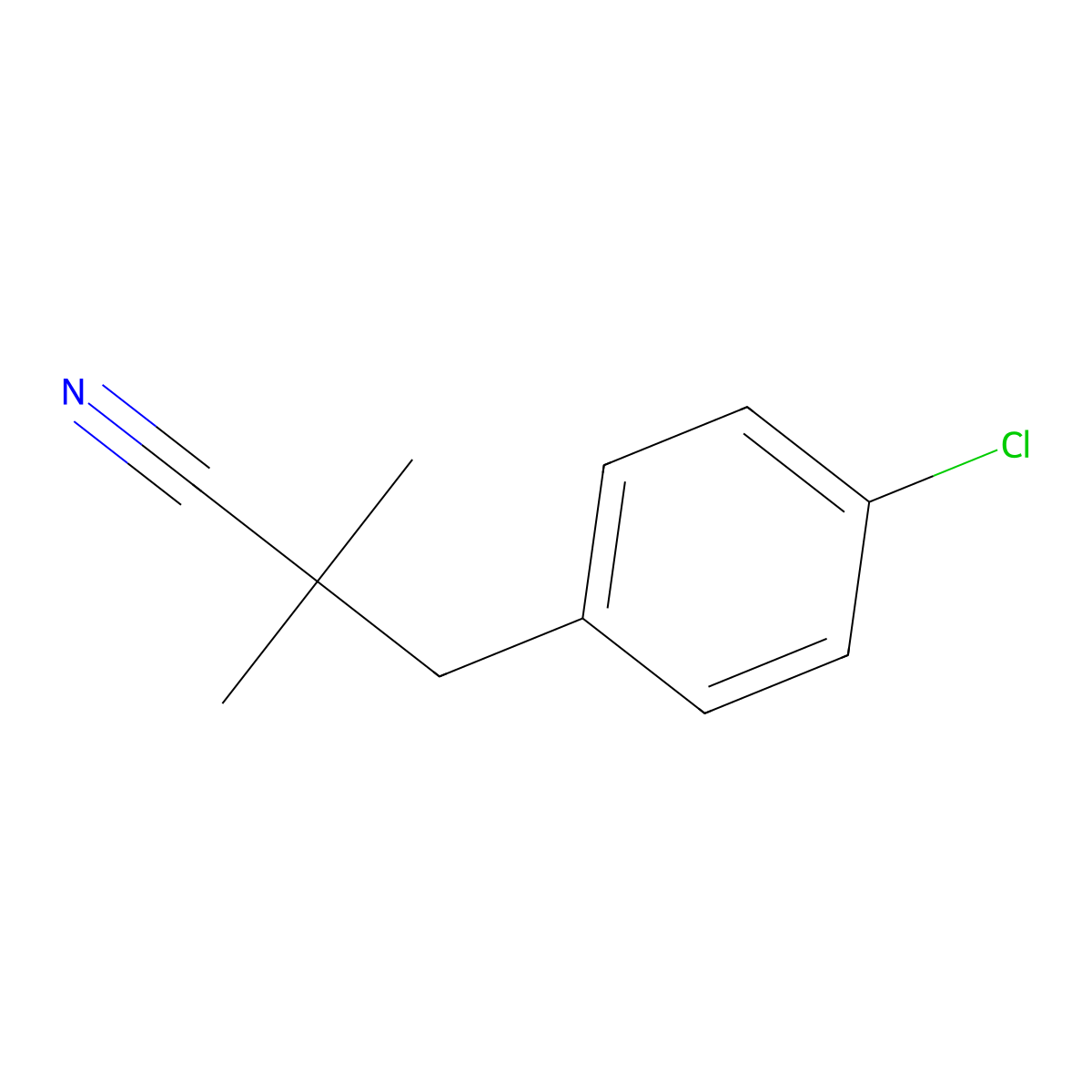 3-(4-Chlorophenyl)-2,2-dimethylpropanenitrile molecular structure, CAS 1252672-59-5