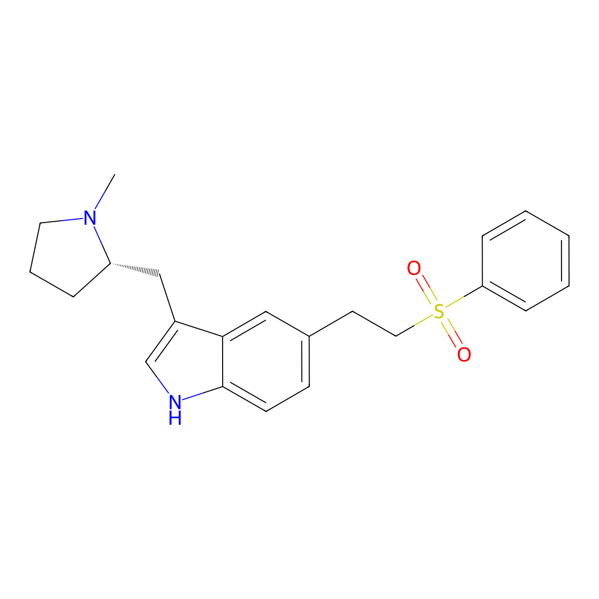 (S)-3-((1-Methylpyrrolidin-2-yl)methyl)-5-(2-(phenylsulfonyl)ethyl)-1H-indole molecular structure, CAS 1252673-29-2